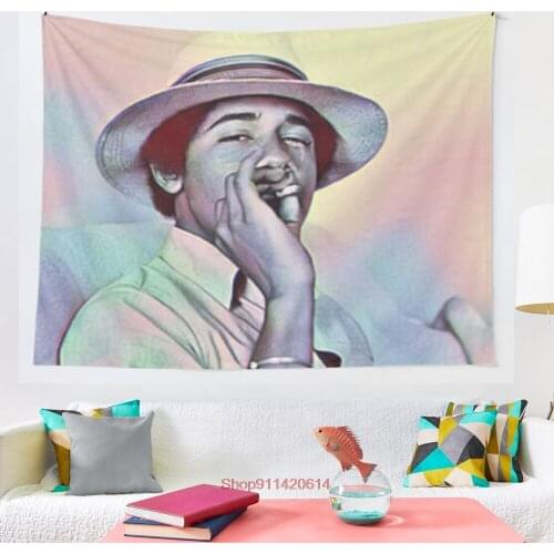 Young Barack Obama Smoking Enhanced Image President Obama tapestry Wall Hanging Astrology Divination Bedspread