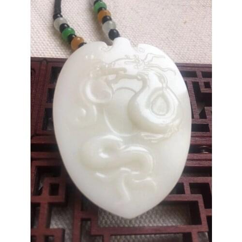 Natural 7A xiuyu Hand-Carved white jade dragon jade pendant jade necklace men women pendants jade jewelry jade necklaces