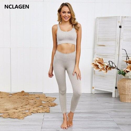 NCLAGEN Seamless Suit Fitness Yoga Set Women 2 Piece Sportwear Workout Leggings Top Push-up Tracksuit Gym Clothes Sport Outfit