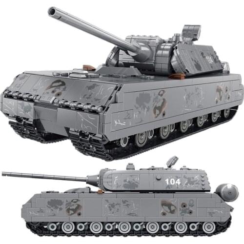 German Panzer VIII Maus Tank Building Block 2127pcs Military Weapon Tank Figures Model Sets Bricks Educational Kids Toys Gifts