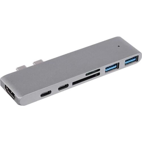 NEW USB Type C Hub Adapter 7 in 1 Dual USB Type C Dock For MacBook Pro with 4K HDMI USB C USB3.0 SD/Micro SD Card Reader