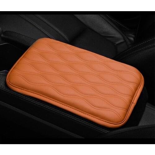 Car Armrest Pad Black Leather Auto Central Center Console Arm Hand Rest Seat Box Mat Protective Covers Increased Cushion Styling