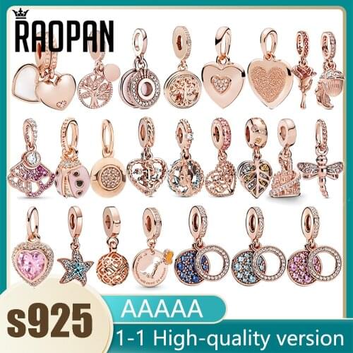 Rose gold heart-shaped cute ladybug dragonfly pendant ladies personality accessories diamond shiny diy silver jewelry