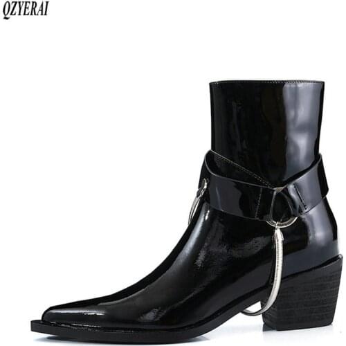 QZYERAI New style Fashion boots Genuine leather Female boots Womens boots cowhide Autumn and winter Womens shoes