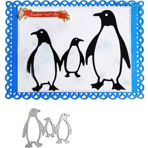 203F Penguin Family Carbon Steel Cutting Dies DIY Scrapbooking Photo Album Embossing Paper Cards Making Stencil Decorative Cards