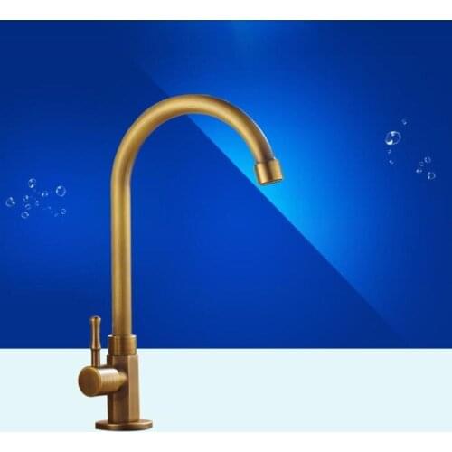 Basin Faucet Bronze Finished Single Cold Bathroom Single Lever Kitchen Crane Brass Rotation
