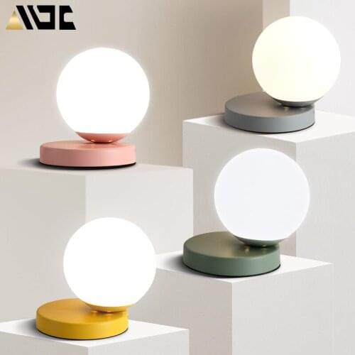 Modern Glass Table Lamps Nordic Simple Bedroom Bedside Reading Desk Lamp Home Decoration LED Table Lights E27 Lamparas Lighting