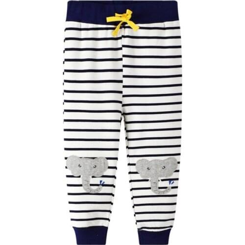 Baby Boy Girls Sweatpants Elepant Trousers Stripe Childrens Knitted Cotton Drawstring Toddler Animals Long Pants