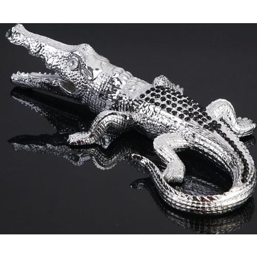 Rhinestone Crocodile Miniature Electroplated Resin Alligator Figurine Predator Animal Decor Gift Craft Desktop Ornament Trinket