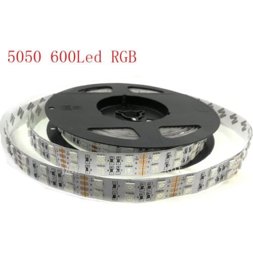 Led strip light 5050 silicon tube rope ribbon waterproof ip20 double row 600led 5m dc 12V 3000K 6500k white warm white RGB tape