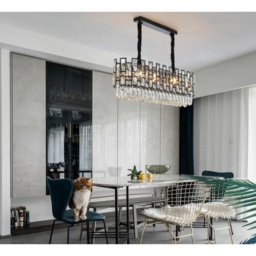 Shine Cystal Chandelier for Living Room Modern Home Decoration Retangle Kitchen Lighting led Chandeliers Black Light Lamps