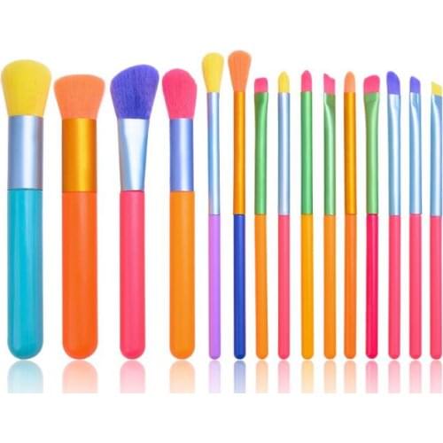 12Set/Lot 10-15Pcs/Set Portable Colorful Makeup Brush Set Soft Fiber Hair Eye Shadow Powder Blush Cosmetic Beauty Tools HA2457