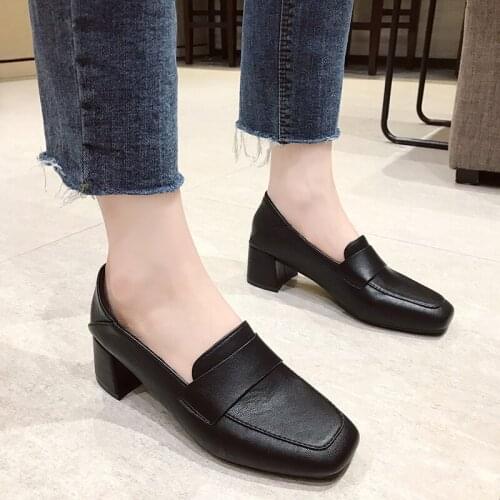 Women Sexy High Heel Shoes Patent Leather Female Single Shoe Shallow Mouth Thin Heel Set Foot Work Black Rough and wild U14-11