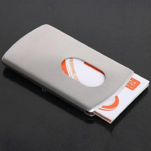 Business Card Holder Women Vogue Thumb Slide Out Stainless Steel Pocket ID Credit Card Holder Case for Men lin3883