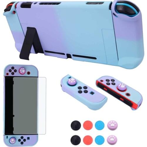 Switch Full Protective Shell Cover For Nintendo Switch Joypad Controller with Glass Screen Protector Anti-Scratch Grip Accessory