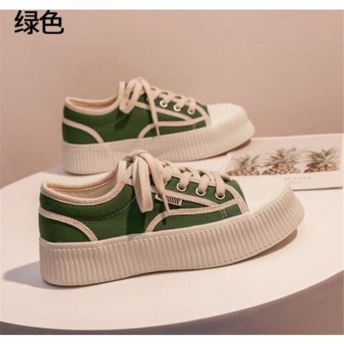 New womens sneakers fashion cloth round head shallow mouth lace thick bottom non-slip lightweight all-match casual shoes women