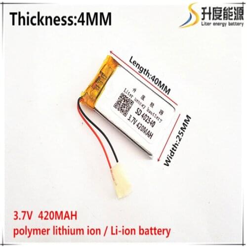 1pcs [SD] 3.7V,420mAH,[402540] Polymer lithium ion / Li-ion battery for TOY,POWER BANK,GPS,mp3,mp4,cell phone,speaker