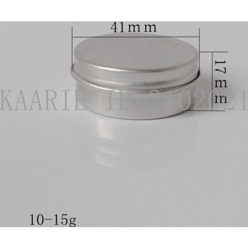 10g-15g 100pcs/lot refillable empty round aluminum metal tin cans bottle with lids , cosmetic cream container box aluminum jar