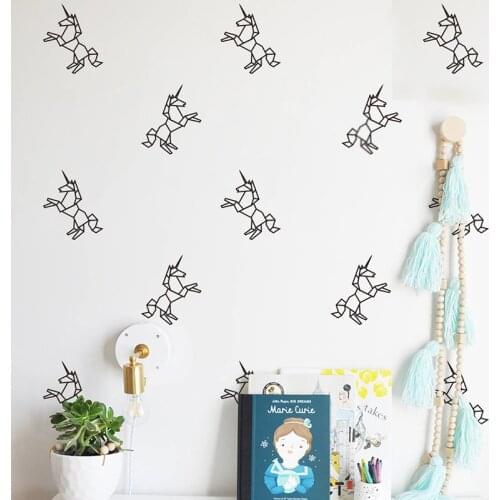 12 pcs Kindergarten childrens room graffiti wallpaper unicorns remove environmental TV wall stickers A10-011