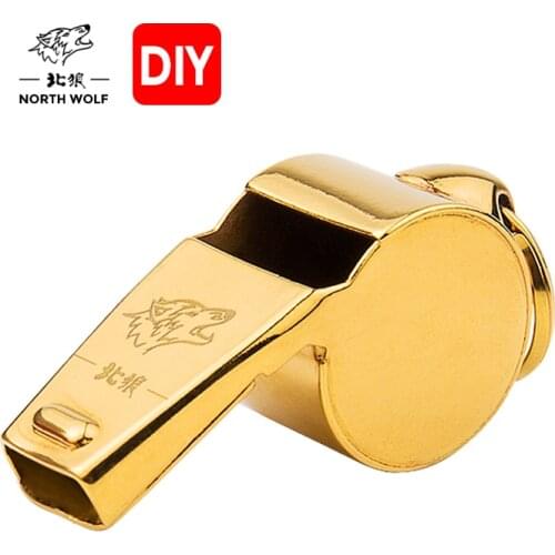 2021 New Referee Whistle Titanium Plated Golden Outdoor Training Treble Wood Core Gift Pack Coach Whistle