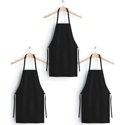 3)Pieces Kitchen Apron %100 Cotton Black I Kitchen Dress I Cooking Apron I Kitchen Accessory