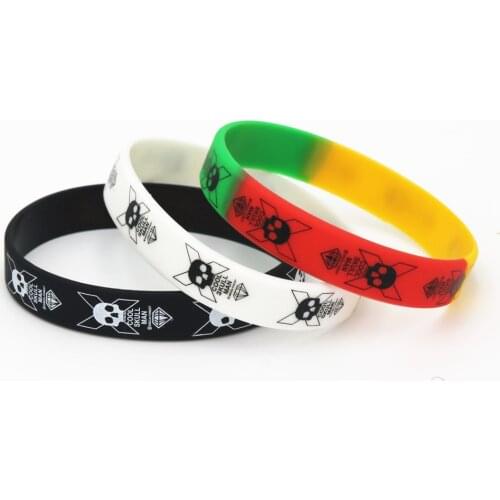 3PCS Cool Skull Man Silicone Wristband Black White Color Sports Skeleton Rubber Bracelets&Bangles Fashion Jewelry Gifts SH126