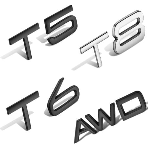 3D Metal T5 T6 T8 AWD Letter Logo Sticker Silver Black For VOLVO XC40 XC60 XC90 S60 S90 V60 V70 V90 Rear Trunk Badge Accessories