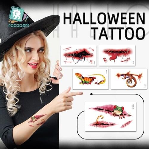 3D Simulation Halloween Decor Stitched Wound Scary Scars Temporary Tattoo Sticker Waterproof Instant Convenient Tattoo Sticker
