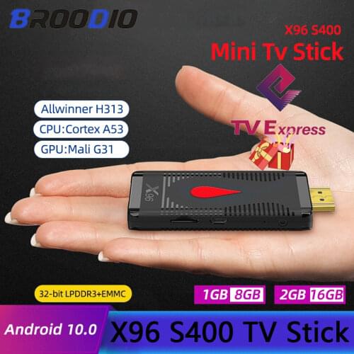 Android 10 TV Stick X96 S400 Allwinner H313 Quad Core 2GB 16GB Smart tv box 4K 60fps H.265 2.4G Wifi Google Player TV Box Dongle