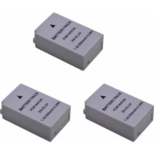 3Pcs 7.2V 850mAh EN-EL24 EN EL24 ENEL24 Rechargeable Camera Batteries for Nikon 1 J5 1J5 DL18-50 DL24-85 Digital Cameras