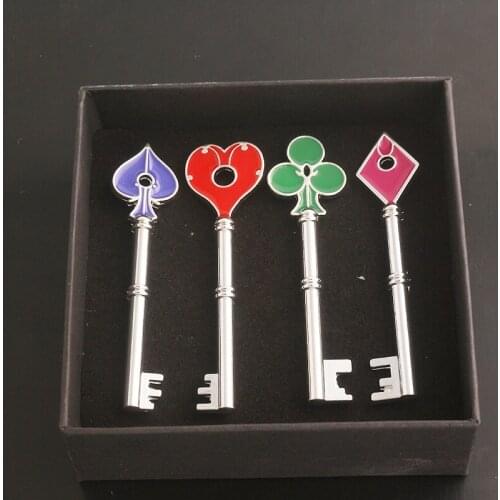 Game RE 2 Remake RPD Keychain Raccoon City Police Station Spade Club Heart Keys Pendant with Gift Box for Women Men Jewelry