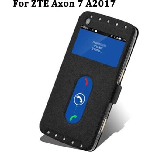 Open window cover For ZTE AXON 7 A2017 Case cover PU leather Cases For ZTE AXON7 A2017 flip shell coque For ZTE A2017 back cover