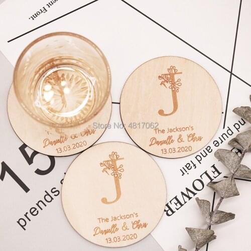 Wooden Coaster Wedding Gift Custom Coaster Personalized Bridal Shower Gift Monogrammed Coaster