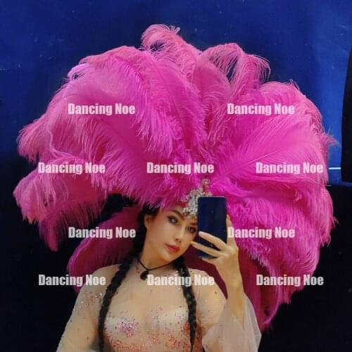 New Haute Couture Ostrich Hair Headdress Elegant Big Feather Headwear Nightclub Festival Party Precious Accessories DWY5256