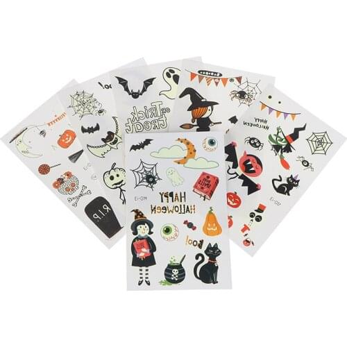 Halloween Luminous Tattoo Ghost Taty For Kids Fake Tattoo Witch Glowing in Dark Waterproof Temporary Tattoo Stickers