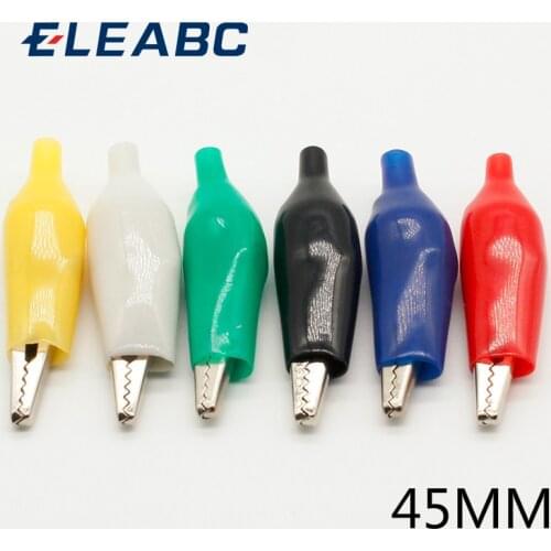 12Pcs Insulation Metal Alligator Clip Electric Test 45MM Lead colorful Red Black Blue Green White Yellow small crocodile clip