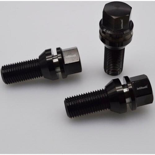 High performance black color Gr.5 titanium lug bolts M12*1.5*35mm with 60 degree removable cone seat