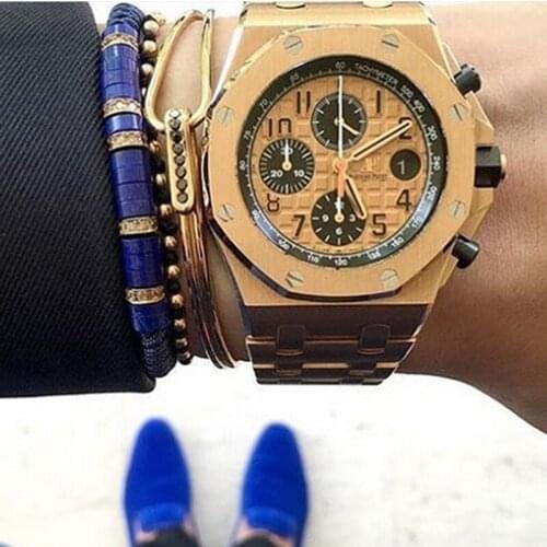 Hot New Men Bracelet Set,Blue Stone Macrame Bracelet & Pure Gold Color Rope Bracelets For Men Luxury Pulseira Feminina Dropship