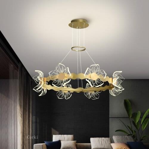 Nordic Chandeliers Lotus Acrylic Shade Led Hanging Lamp Indoor For Living Room Dining Room Bedroom Decor lustre Lighting Fixture
