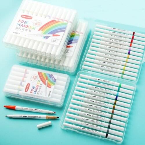 12/24/36 Color Double Nib Marker Pens Pupils High Quality Watercolor Children Art Painting Color Pen Christmas Gift