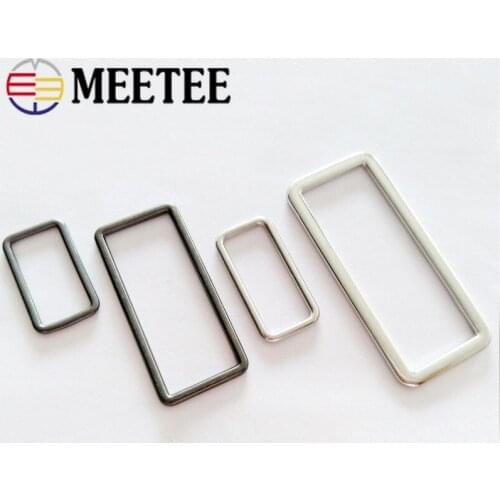 10pc Meetee 20-50mm Metal O D Ring Buckles Luggage Webbing Adjust Square Rings Buckle Clasp Dog Collar DIY Clothes Sew Accessory