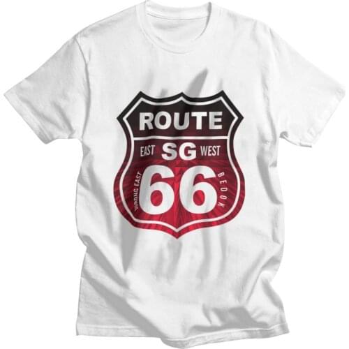 Historic Route 66 T-Shirts Men Fashion T Shirt Short Sleeve America Highway Mother Road Tshirt % Cotton Tees Top Clothing