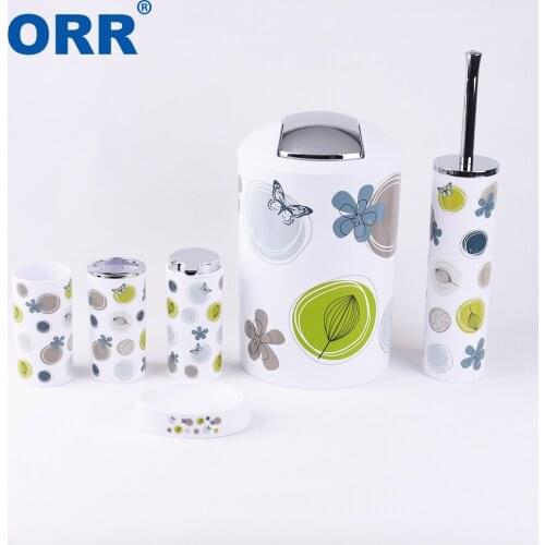 Bathroom set accessories 6pcs toilet brush soap dish washing tumbler toothbrush cup dustbin soap dispenser free shipping ORR