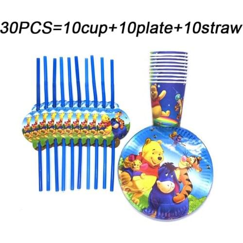 Disney Winnie The Pooh Theme Party Supplies Set For Kids Birthday Party Disposable Tableware Sets Baby Shower Party Decorations