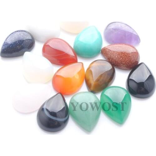 Natural Gem Stones Teardrop 13x18x6MM No Hole CAB 20PCS For Making Jewelry Jades Amazonite Amethysts Agates Opal IBU332