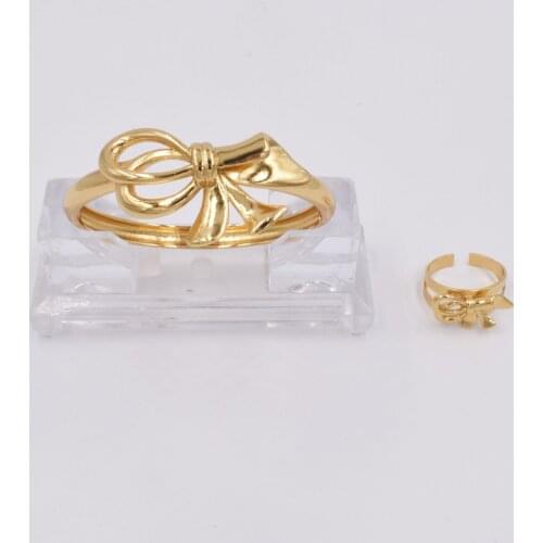 NEW High Quality Ltaly 750 Gold color Jewelry Set For Women african beads fashion Bracelet Ring jewelry