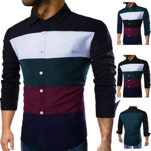 Y097-2 New Fashion Spring & Autumn Clothing Color Striped Men British Long-sleeved Shirt
