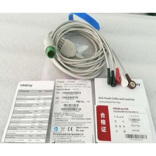 Mindray Original 12-pin 5-lead One-piece Core Wire Snap-on AHA American Standard Length 3.7m