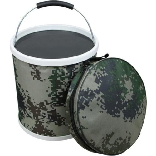 Outdoor Digital Camouflage Folding Bucket Portable Single Soldier Army Tactical Canvas Portable Fishing Car Wash Bucket