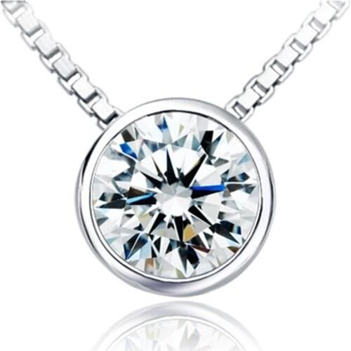 2 Carat Round Cut Diamond Engagement Pendant Necklace Platinum 950 Best Jewelry Gift for Girl Birthday